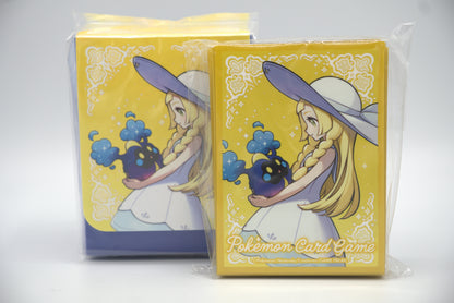Deck box and card sleeves of Lillie and Cosmog from the Pokemon Center in Japan
